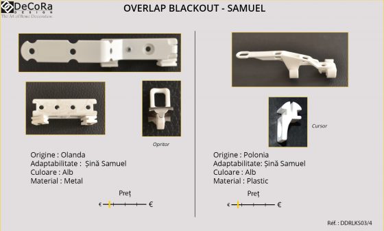 Suprapunere Blackout - SAMUEL, pentru sina SAMUEL, din Olanda si Polonia, din plastic si metal, culoare alba