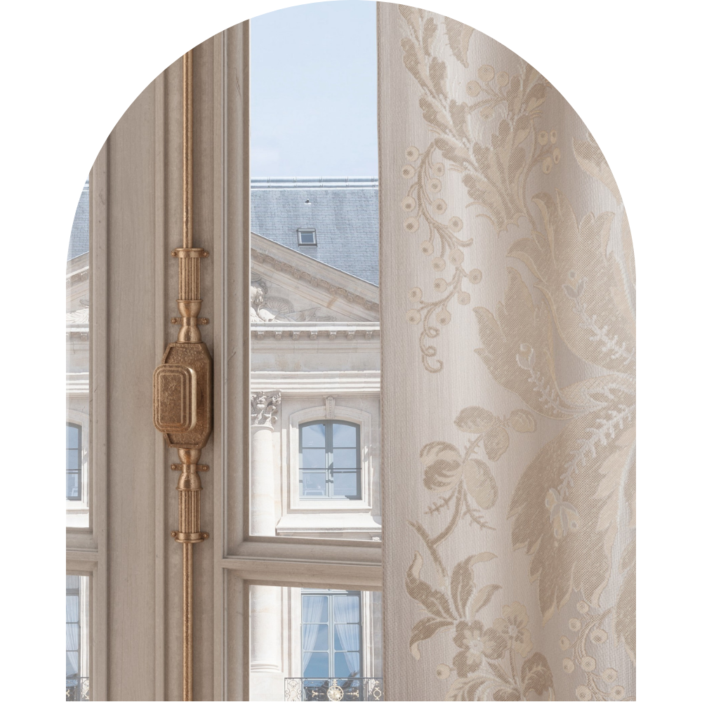 Draperie de lux din matase bej jacquard