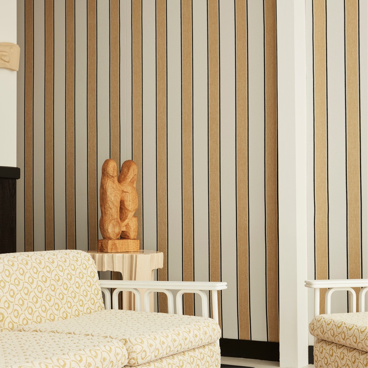 Draperie outdoor exterior bej roz dungi printat profesională – Decora Design București