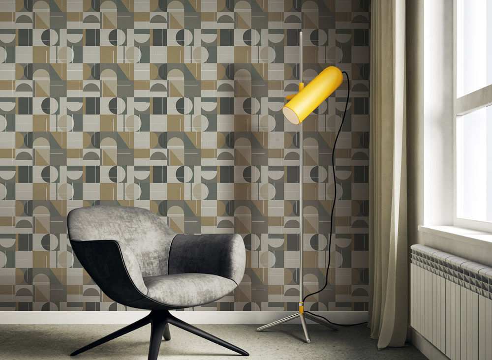 Tapet geometric maro – pattern modern – living București