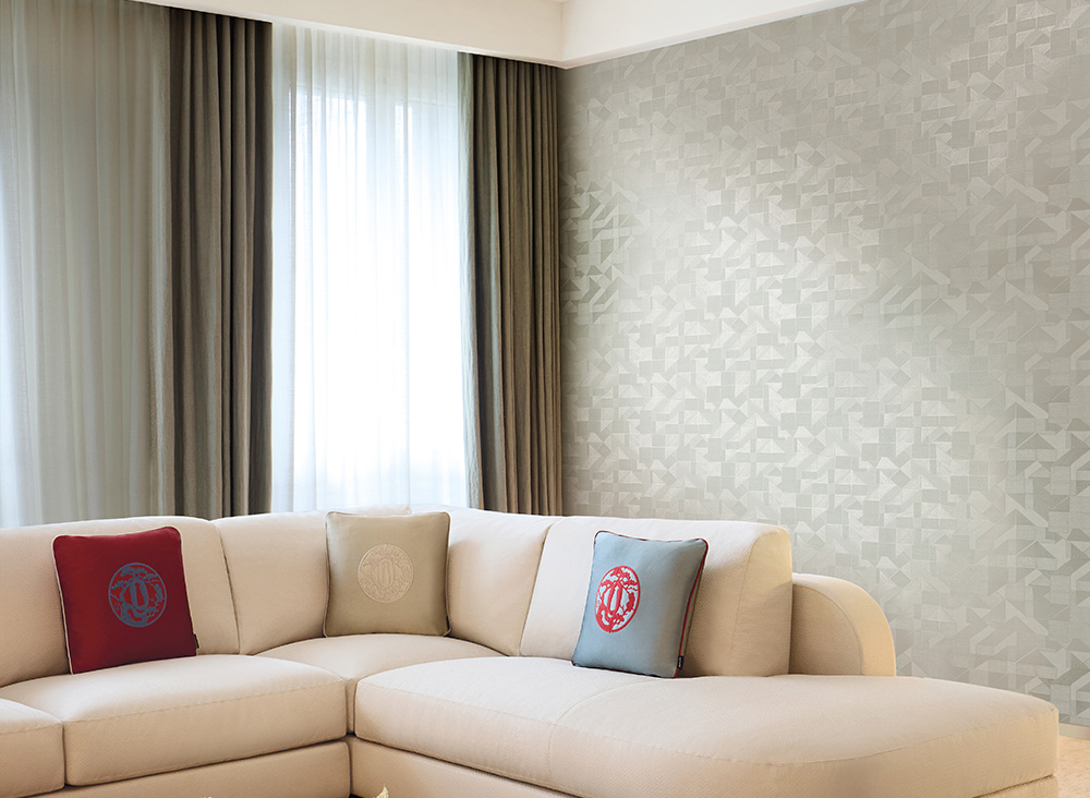 Tapet geometric bej – stil uniform modern – București