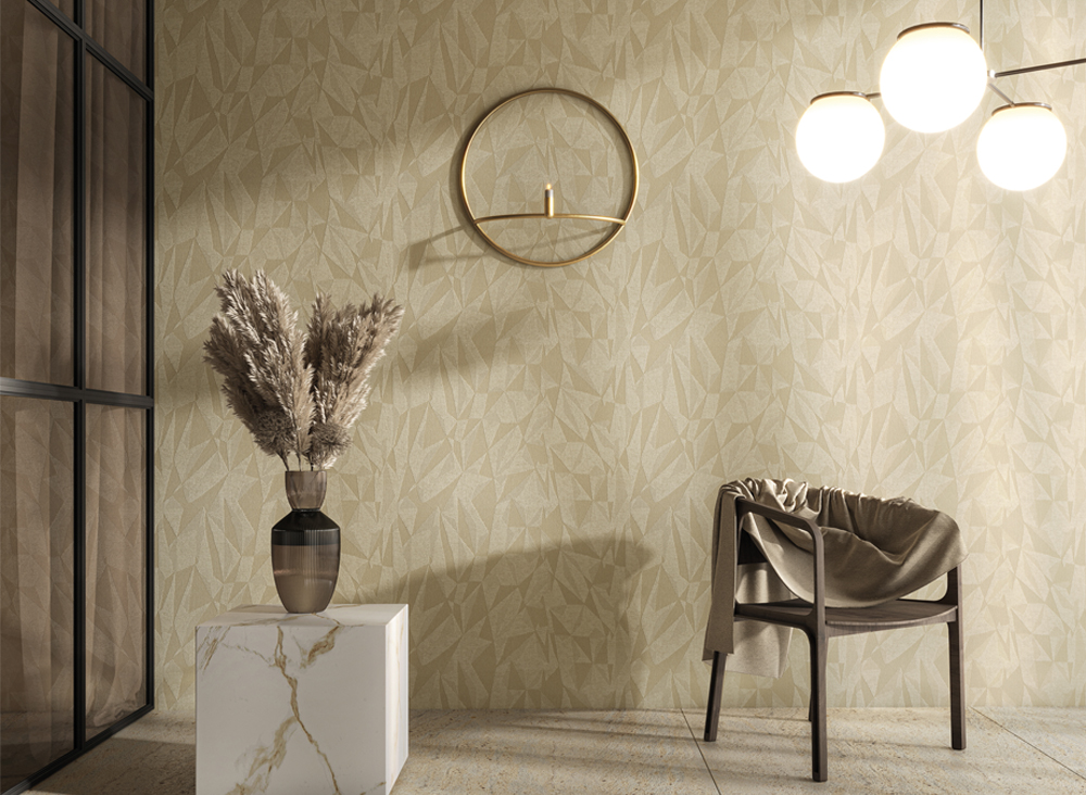 Tapet modern geometric bej – ambient cald – București