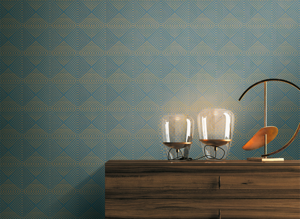 Tapet geometric verde – decor modern pentru living