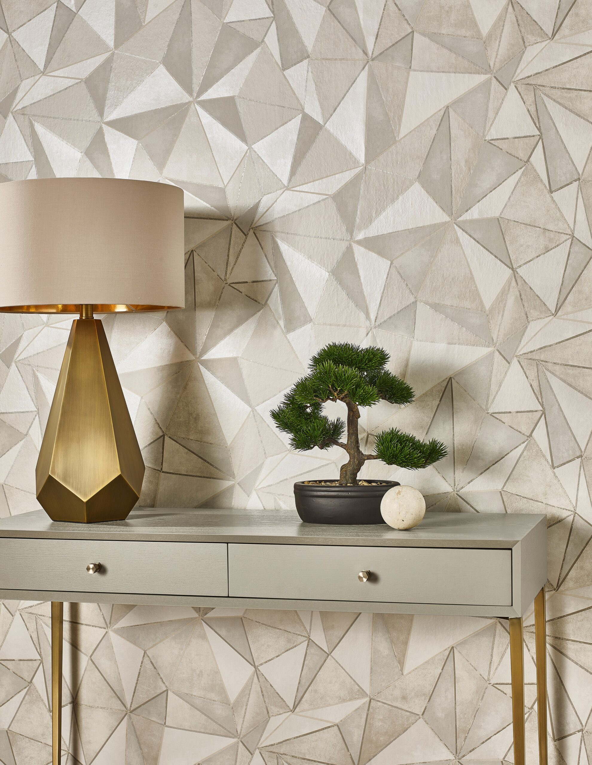 Tapet geometric bej – design minimalist modern