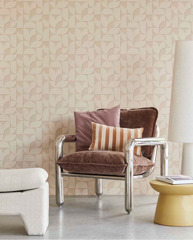 Tapet geometric abstract bej – model texturat modern – living București