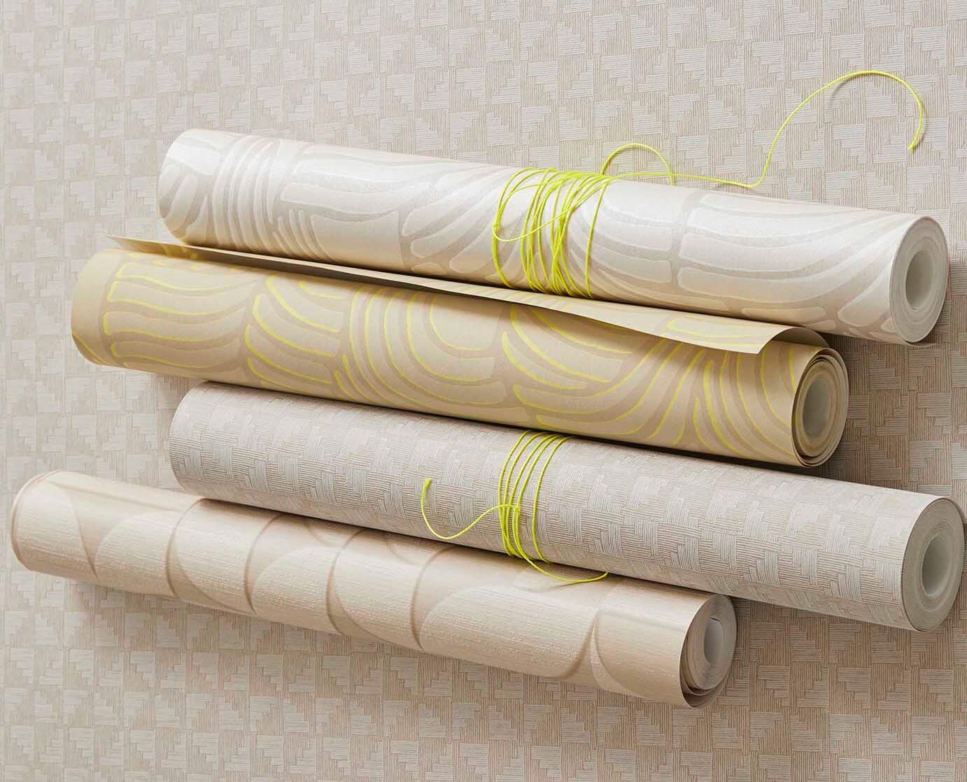 Tapet geometric texturat bej – model texturat modern – living București