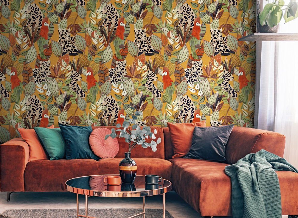 Tapet botanic boho – model artistic natural în stil boem