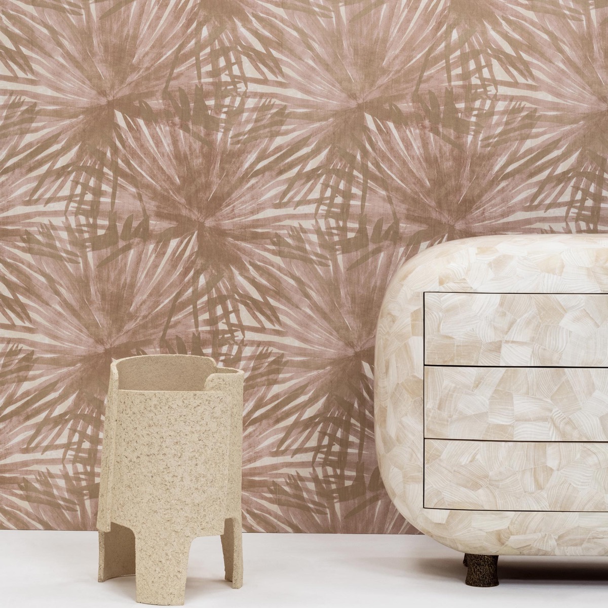 Tapet botanic bej – model natural și cald pentru living