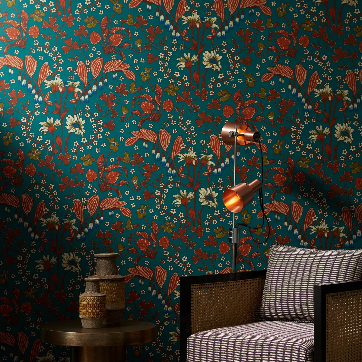 Tapet botanic verde smarald – frunze luxuriante – living premium