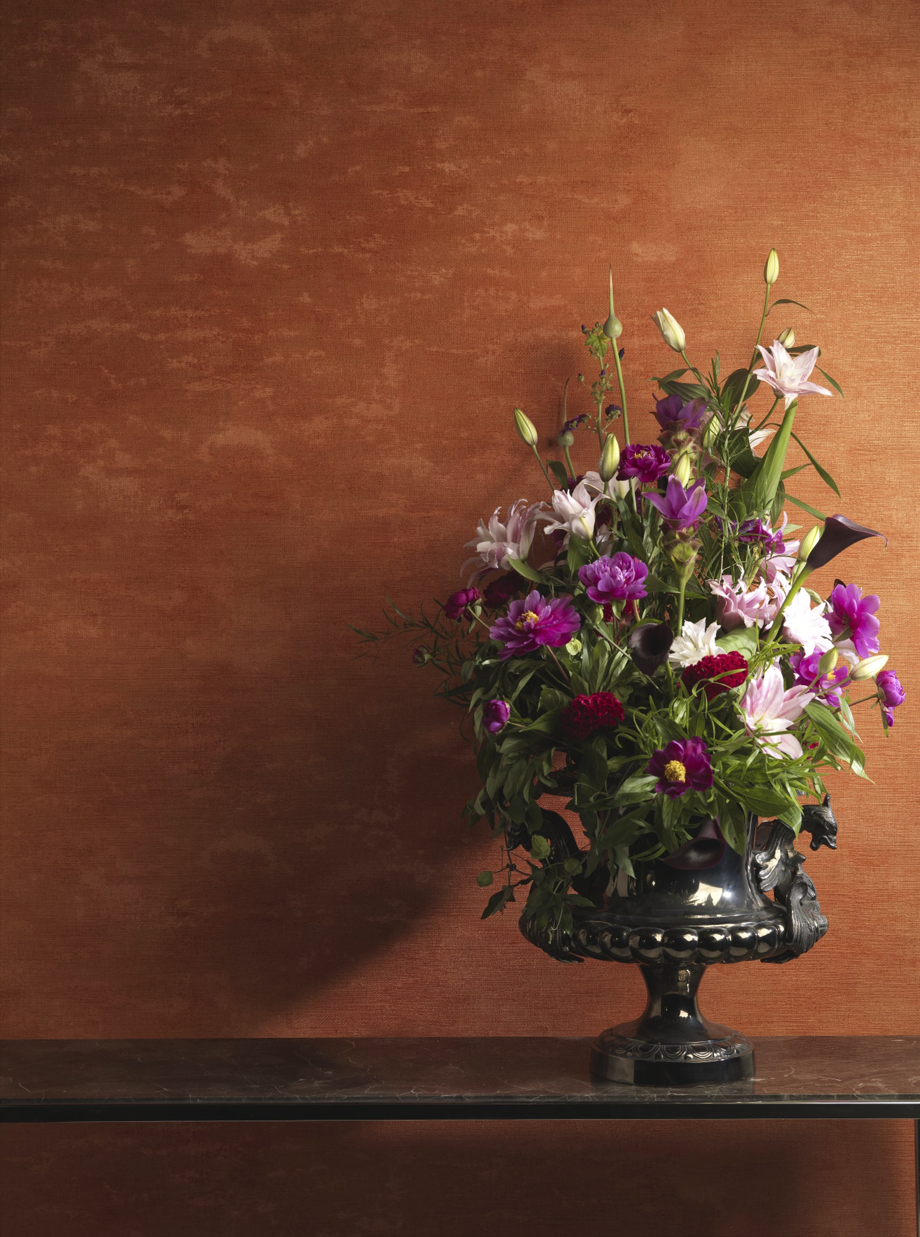 Tapet vinil lavabil portocaliu – design energic pentru living