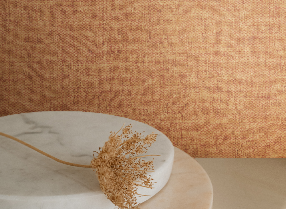 Tapet vinil lavabil portocaliu – accent cald pentru living