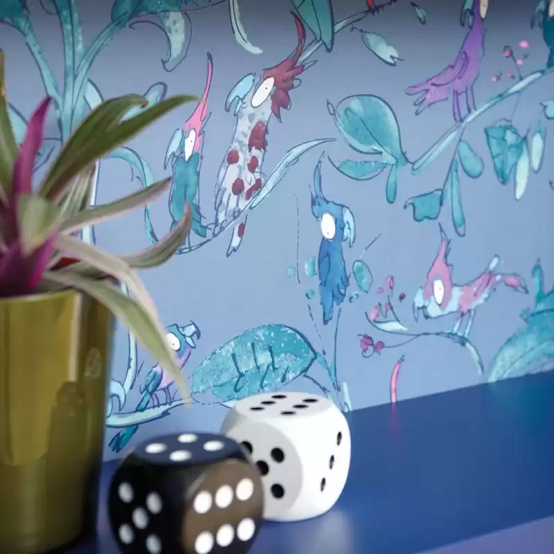 Tapet copii cu păsări ilustrate – nuanțe pastel – Decora Design