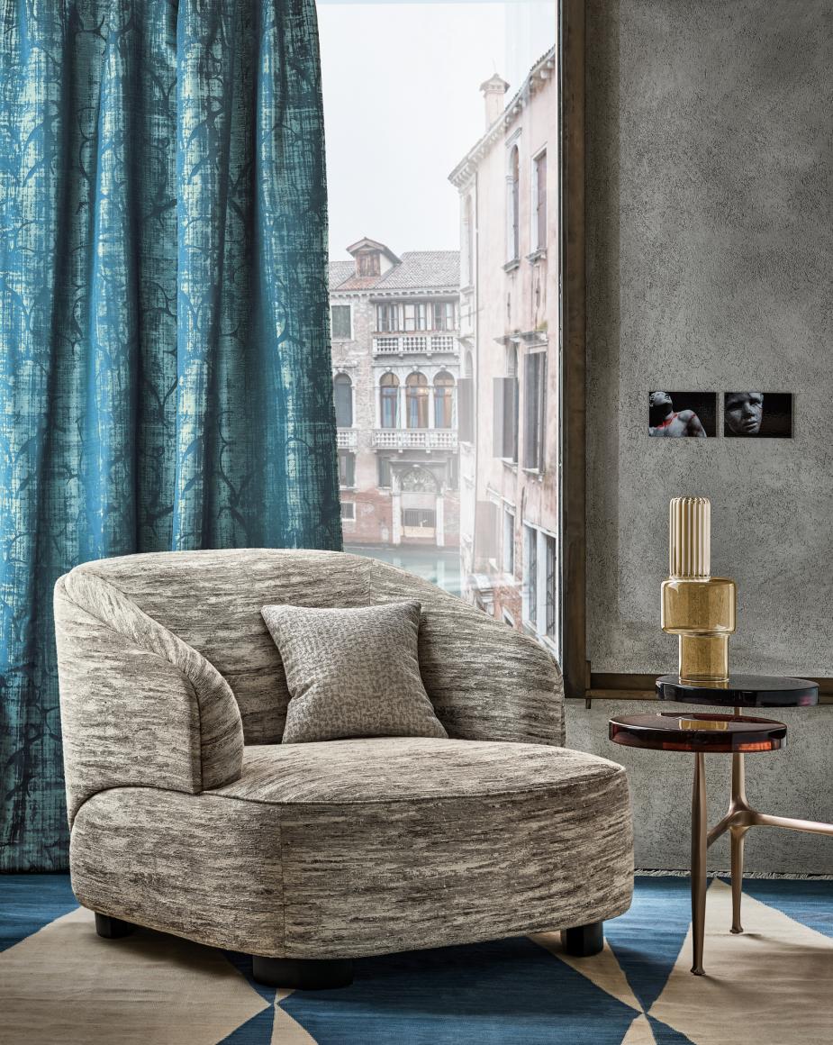 Tapițerie textilă gri pentru fotoliu living – Decora Design