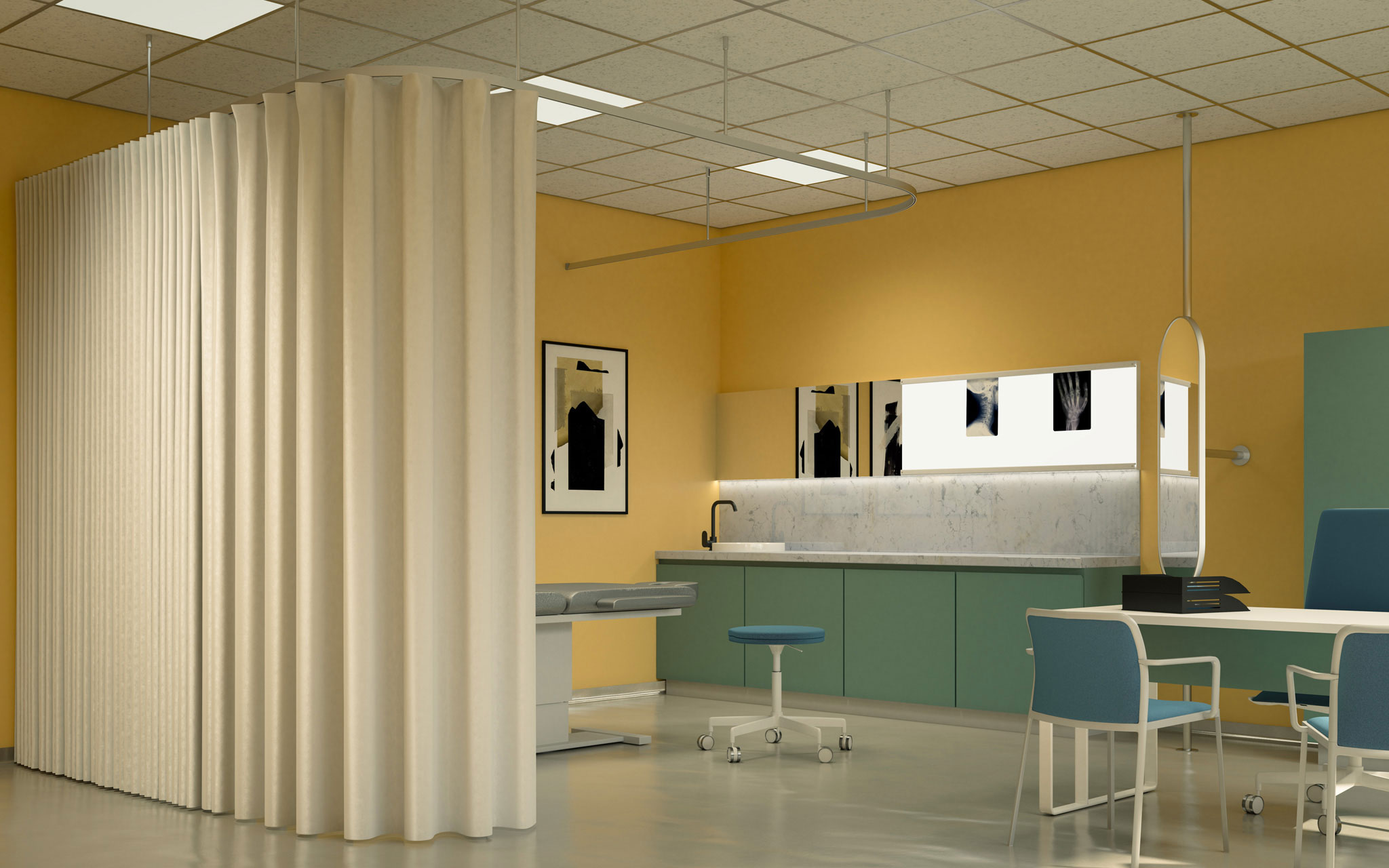 Șină medicală Mottura pentru perdele cubicle – spitale și clinici – Decora Design București