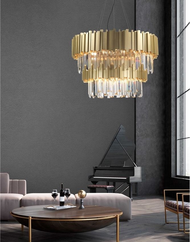 Candelabru modern auriu de lux pentru sufragerie