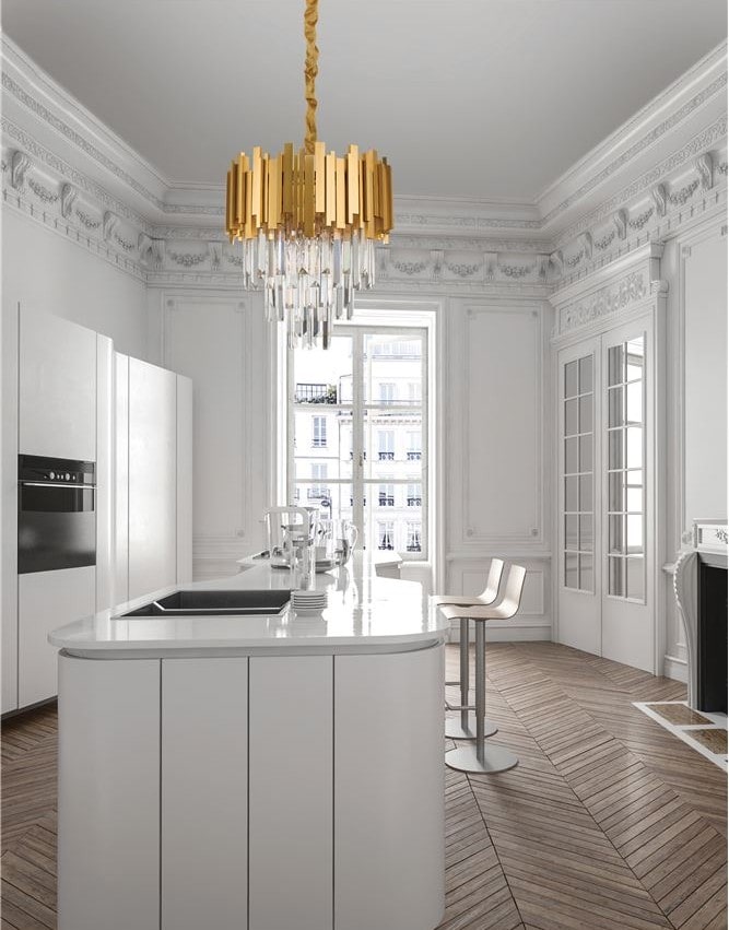 Candelabru auriu modern pentru bucătărie