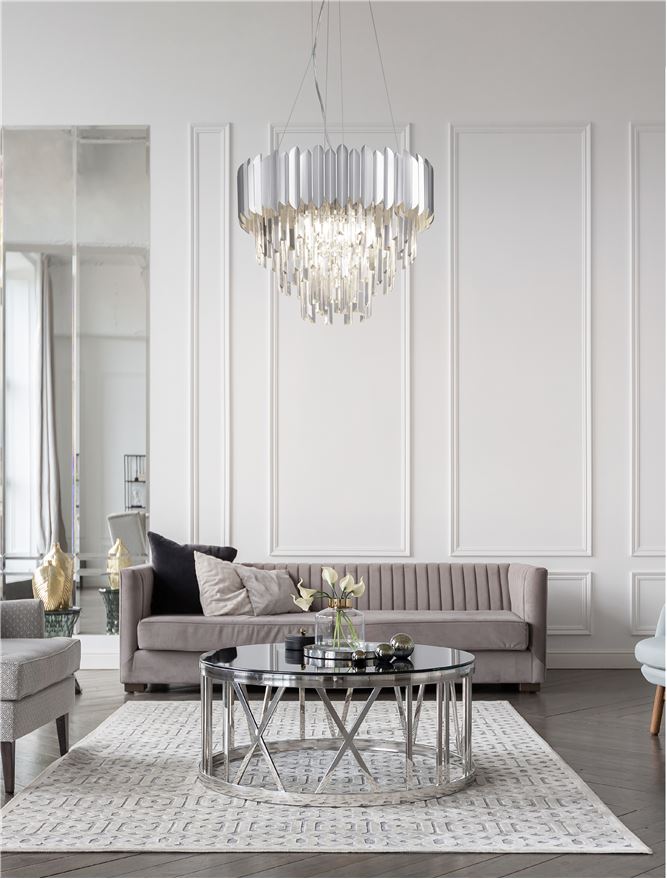 Candelabru mare argintiu modern pentru living