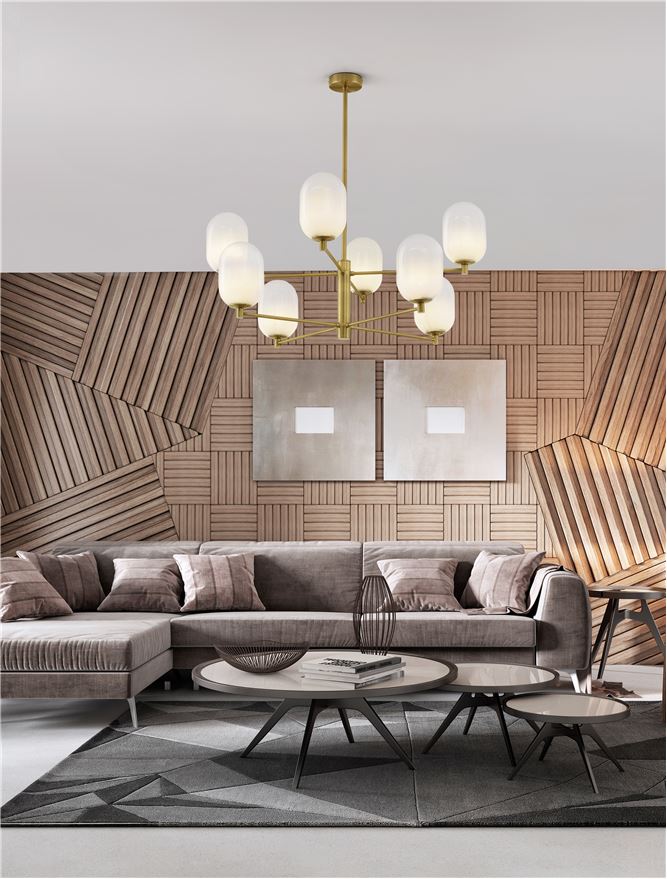 Lustră modernă cu globuri aurii pentru living