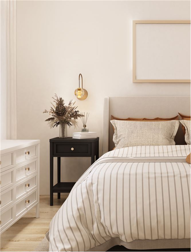 Aplică LED aurie cu cristale pentru dormitor