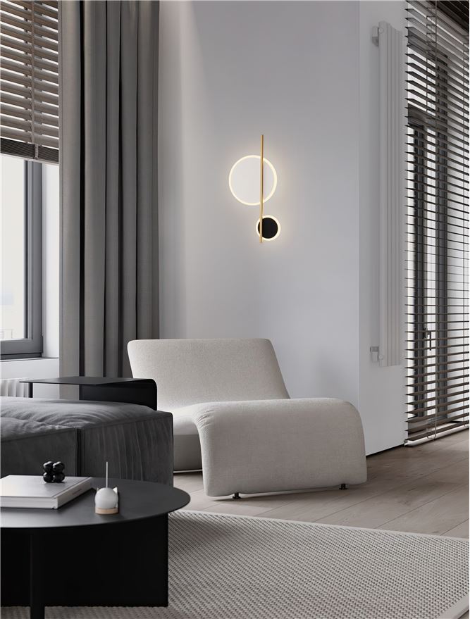 Aplică LED aurie, albă și neagră modernă pentru living