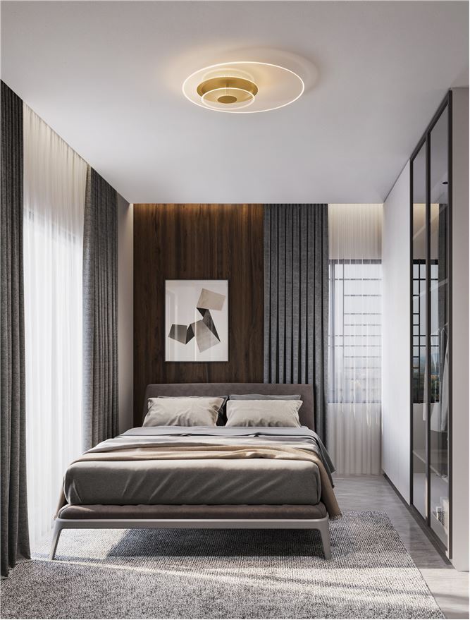 Plafonieră LED aurie modernă pentru dormitor