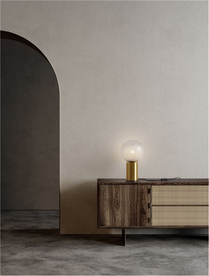 Veioză LED aurie cu glob modernă pentru living