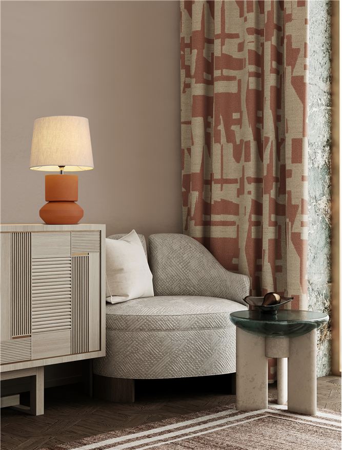 Veioză cu abajur caramiziu pentru living