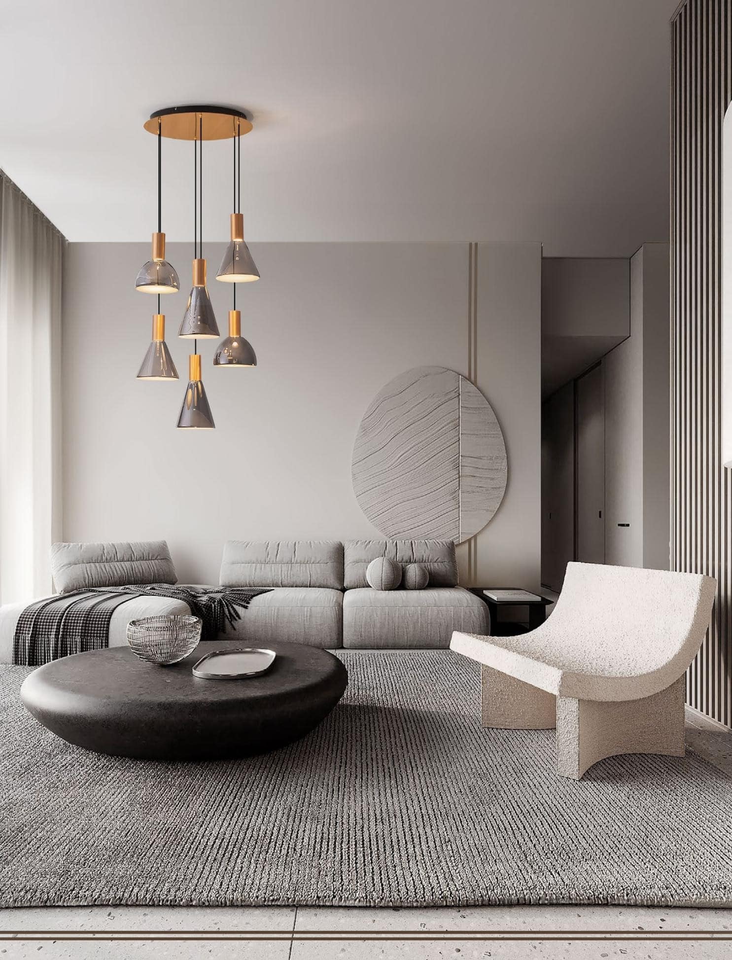 Lustră suspendată cu sticlă modernă pentru living