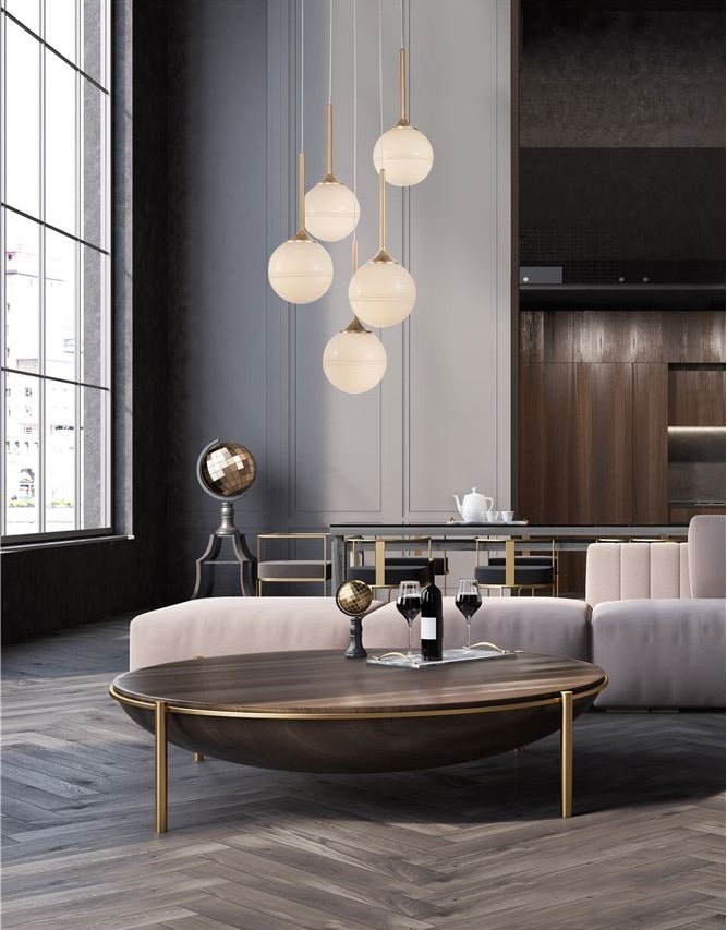 Lustră suspendată cu globuri moderne pentru living