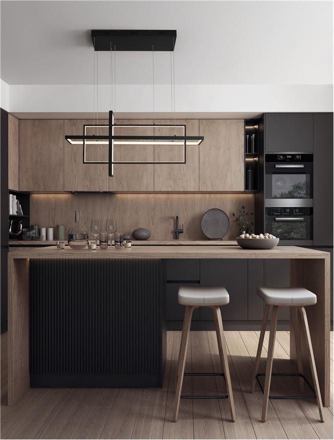 Lustră neagră suspendată modernă pentru bucătărie